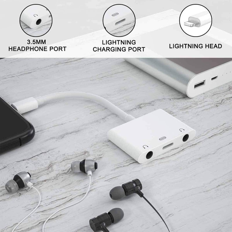 ELITEED 3in1 Lighting to 3.5mm,Headphone Adapter for iPhone, Dual Earphone Jack Audio and Charging Adapter,Headphone Splitter for iPhone 14/13/12/11/XS Max/XR/8/7 Plus /6/ iPad,Support iOS 10 to16 - Image 4