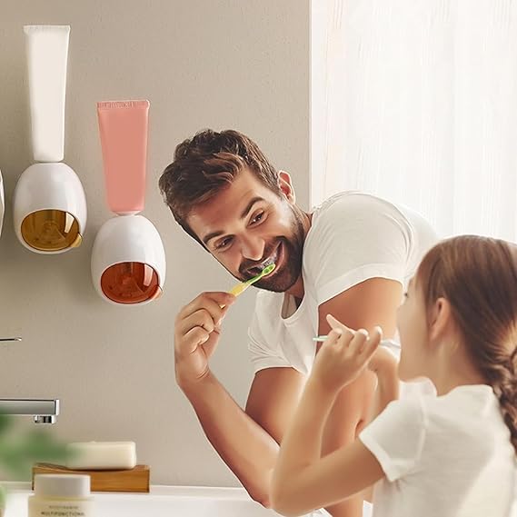 AILEXIM Toothpaste Dispenser & Organiser | Wall Mounted Automatic Toothpaste Squeeze | Accessories for Bathroom | Disassemble & Washable | Punch-Free Space-Saving Squeezer - Image 3