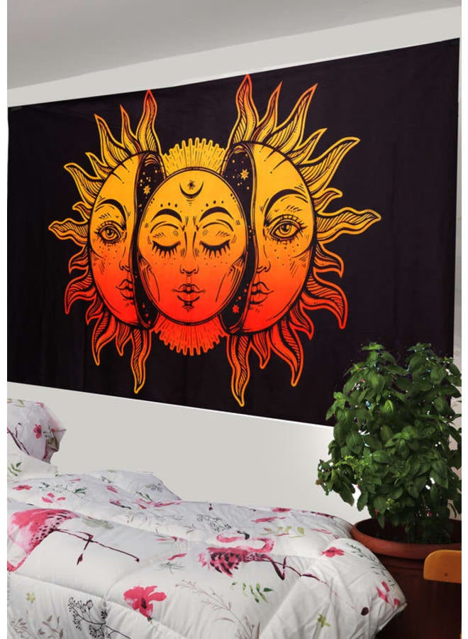 هندي منداله مفرش حائط مطبوع بتصميم ماندالا بوهيمي – ديكور فني هيبي ملون – بوليستر خفيف الوزن  – لتزيين غرفة النوم أو المعيشة أو السكن الجامعي - Image 1