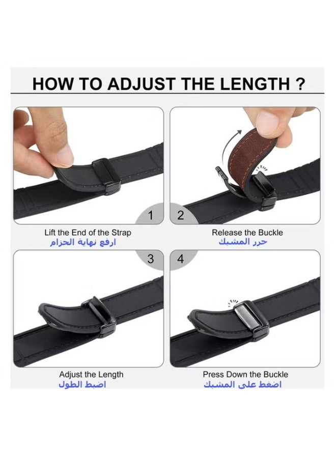 Magnetic Leather Watch Band for Apple Watch Ultra, 49mm 45mm 44mm 42mm, Magnetic Buckle Replacement Genuine Leather Strap for Apple Watch Series, Brown - Image 3