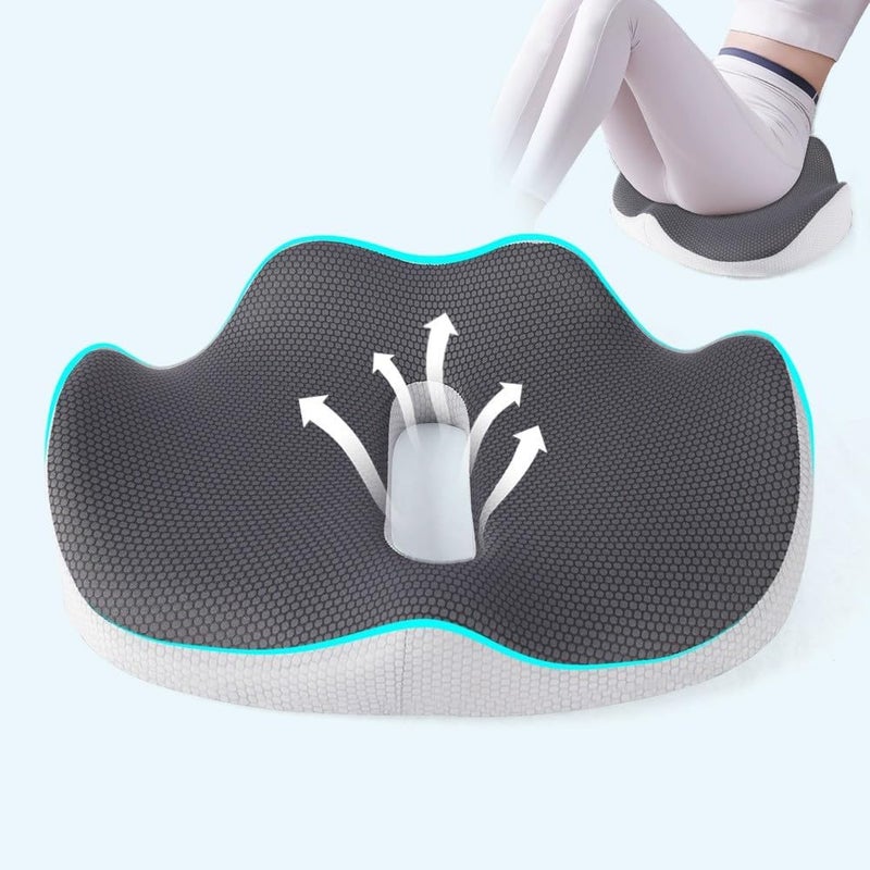 Memory Foam Seat Cushion, Car Seat Pillow for Driving, Office Chair & Gaming, Back Support Coccyx Floor Pillow, Hip Pain Relief, Tailbone Pillow and Travel Seat Cushion with Breathable Cover (Black) - Image 3