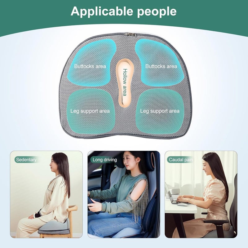 Memory Foam Seat Cushion, Car Seat Pillow for Driving, Office Chair & Gaming, Back Support Coccyx Floor Pillow, Hip Pain Relief, Tailbone Pillow and Travel Seat Cushion with Breathable Cover (Black) - Image 5