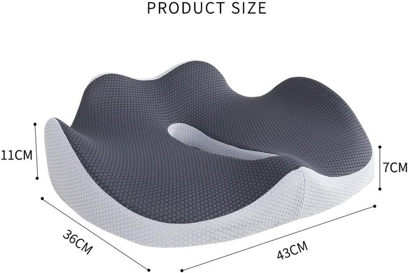 Memory Foam Seat Cushion, Car Seat Pillow for Driving, Office Chair & Gaming, Back Support Coccyx Floor Pillow, Hip Pain Relief, Tailbone Pillow and Travel Seat Cushion with Breathable Cover (Black) - Image 2