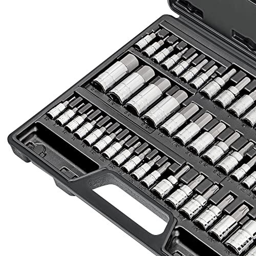 CARBYNE 50-Piece Master Torx, SAE & Metric Hex Bit (Allen) Socket Set | S2 Steel Bits, Cr-V Steel Sockets, Durable Storage Case. Torx: T6 to T70, Metric Hex: 2mm to 19mm, SAE Hex: 5/64 in. to 3/4 in. - Image 5