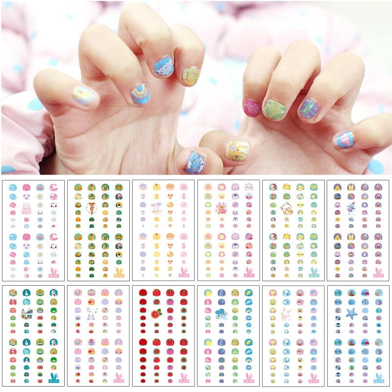 EBANKU Nail Stickers for Kids  550 SelfAdhesive 3D Kids Nail Stickers Fruits Moon Crowns Rainbow Ice Cream Animals Lovely Decals  Cute Nail Decals for Toddler Girls Holiday Nail Art