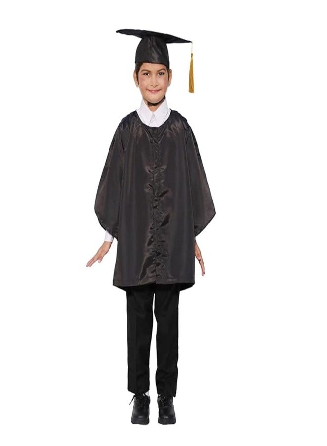 Desi Andaaz Kids Convocation Dress Graduation Gown and Cap Set | Breathable Polyester | Ideal for School, Nursery & Kindergarten Graduation(Black)(7-8 Years) - Image 1