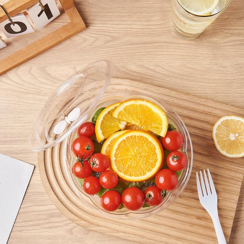 FULING 48 oz 50 Sets Clear Plastic Salad Bowls with Airtight Lids Disposable To Go Mixing Containers Serving for Fruit Quinoa Lunch and Meal Prep - Image 3