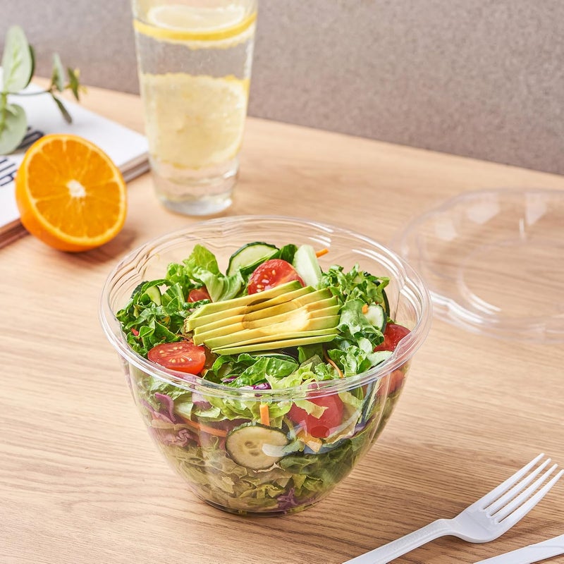FULING 48 oz 50 Sets Clear Plastic Salad Bowls with Airtight Lids Disposable To Go Mixing Containers Serving for Fruit Quinoa Lunch and Meal Prep - Image 5