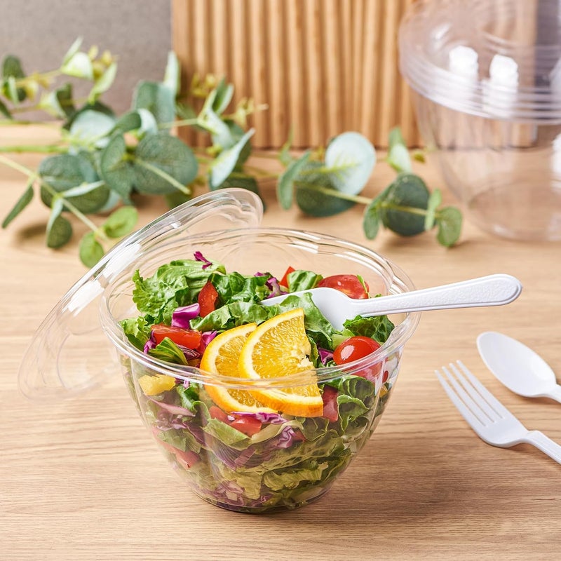 FULING 48 oz 50 Sets Clear Plastic Salad Bowls with Airtight Lids Disposable To Go Mixing Containers Serving for Fruit Quinoa Lunch and Meal Prep - Image 4