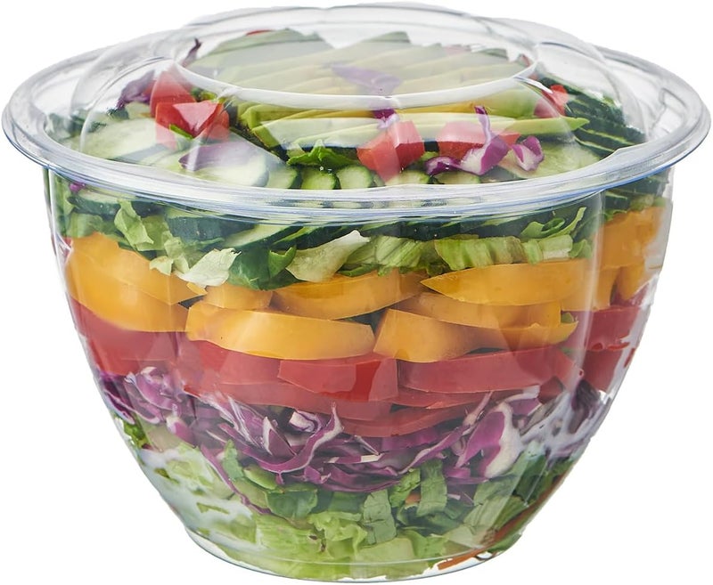 FULING 48 oz 50 Sets Clear Plastic Salad Bowls with Airtight Lids Disposable To Go Mixing Containers Serving for Fruit Quinoa Lunch and Meal Prep - Image 1