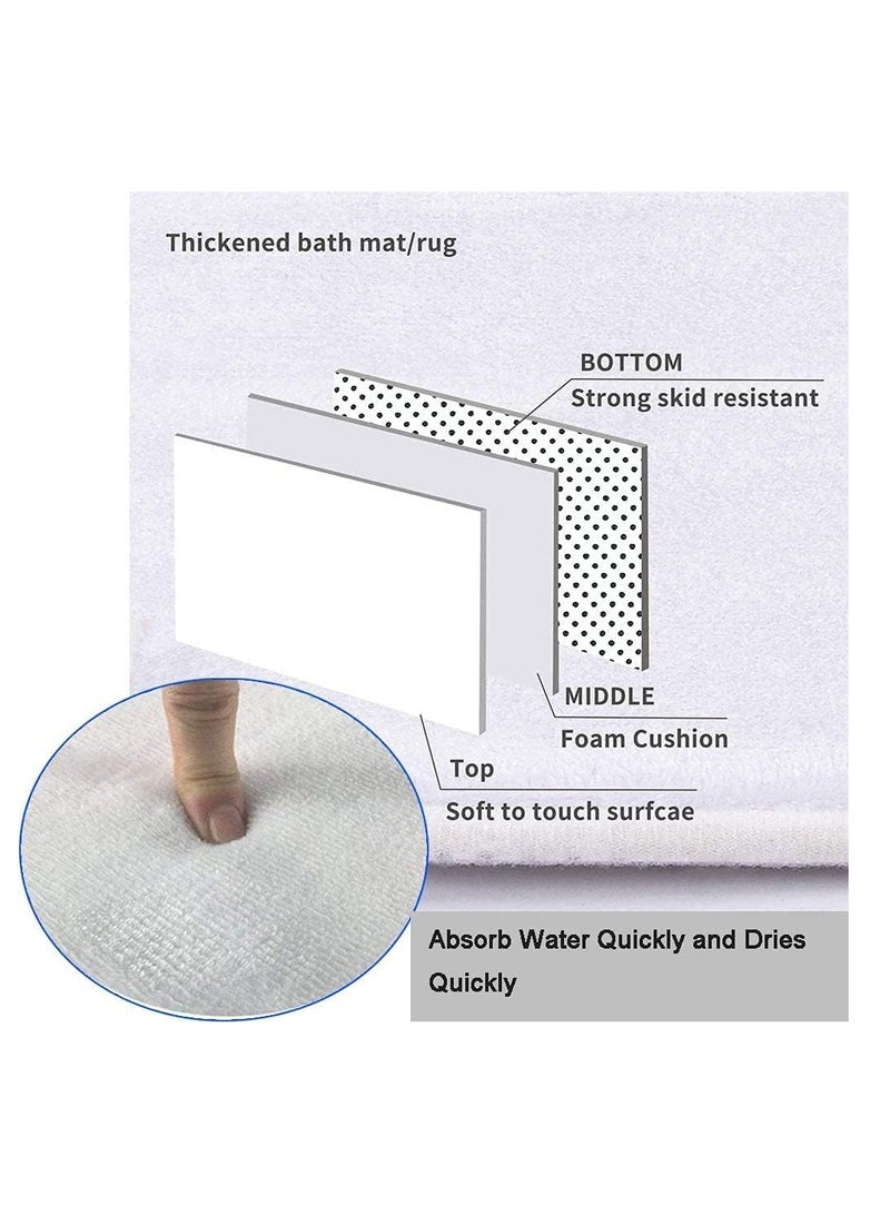 Arabest 3Pcs  Bathroom Antiskid Pad, Marble Printed Bath Mat, Super Soft and Fluffy Microfiber Absorbent Solid Bathroom Rug, Bath Mat+Contour+Toilet Lid Cover ﻿ - Image 4