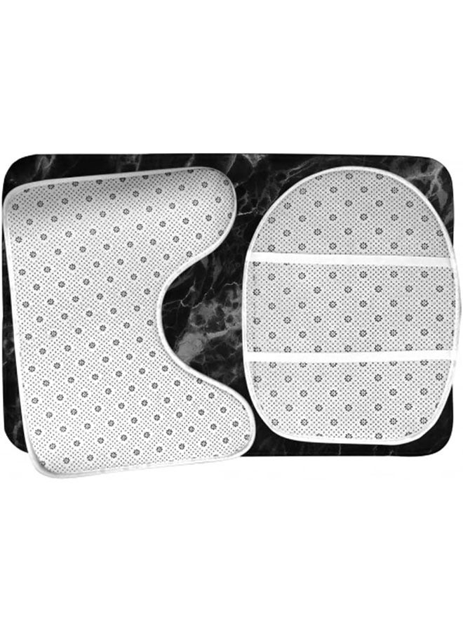 Arabest 3Pcs  Bathroom Antiskid Pad, Marble Printed Bath Mat, Super Soft and Fluffy Microfiber Absorbent Solid Bathroom Rug, Bath Mat+Contour+Toilet Lid Cover ﻿ - Image 5