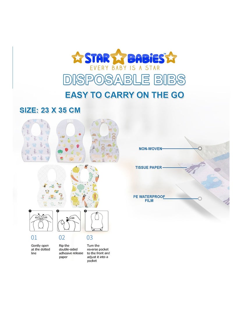Star Babies - Combo Pack of 2- Disposable Bibs Animal Print (20 Pcs) with Rubber Duck - Image 3