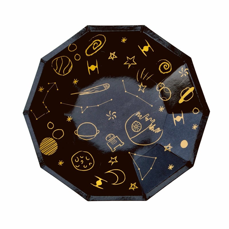 Pooka Galaxy Party Plates 8 Pack  Space Themed Paper Plates with Stars 7 inch Modern Style Sustainable Party Supplies
