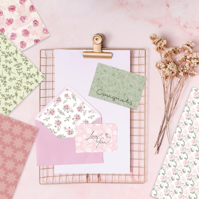 Desecraft 48 sheets Spring Vintage Scrapbooking Cardstock Decorative Paper Pack for Card Making Background Origami Scrapbook Paper Scrapbook Materials Supplies - Image 4