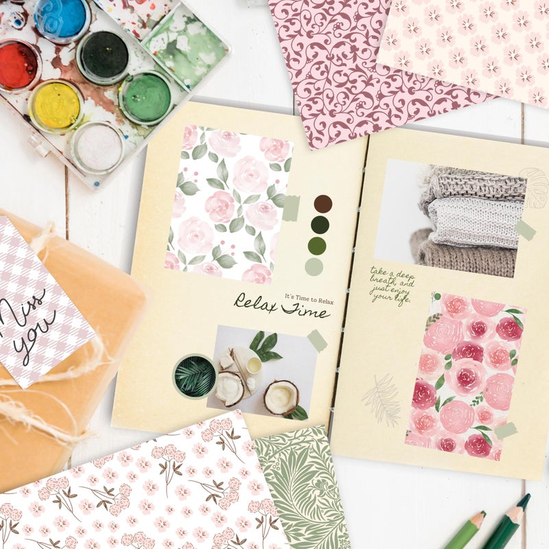 Desecraft 48 sheets Spring Vintage Scrapbooking Cardstock Decorative Paper Pack for Card Making Background Origami Scrapbook Paper Scrapbook Materials Supplies - Image 5