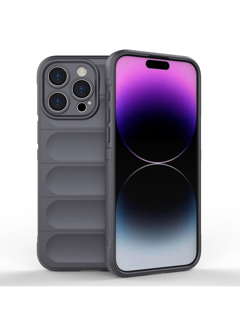 جراب موبايل ماجيك شيلد  سيليكون مضاد للصدمات وحمايه للكاميرا متوافق Iphone 15 Pro Max (رمادي غامق)