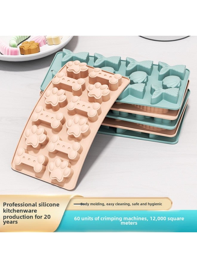 Silicone Pet Cake Mold Fish Bone Caterpillar Dog Footprint Chocolate Mold Pet Cookie Mold DIY Ice Cake-Color:YH1127 Pink - Image 2