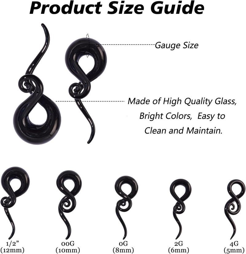 Qmcandy 2pcs Glass Spiral Tapers Plugs Twist Stretchers Earrings Stretching Piercings Jewelry Gauges 8g-14mm - Image 5