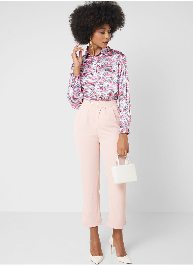 ELLA - Plicate Detail High Waist Pants - Image 1