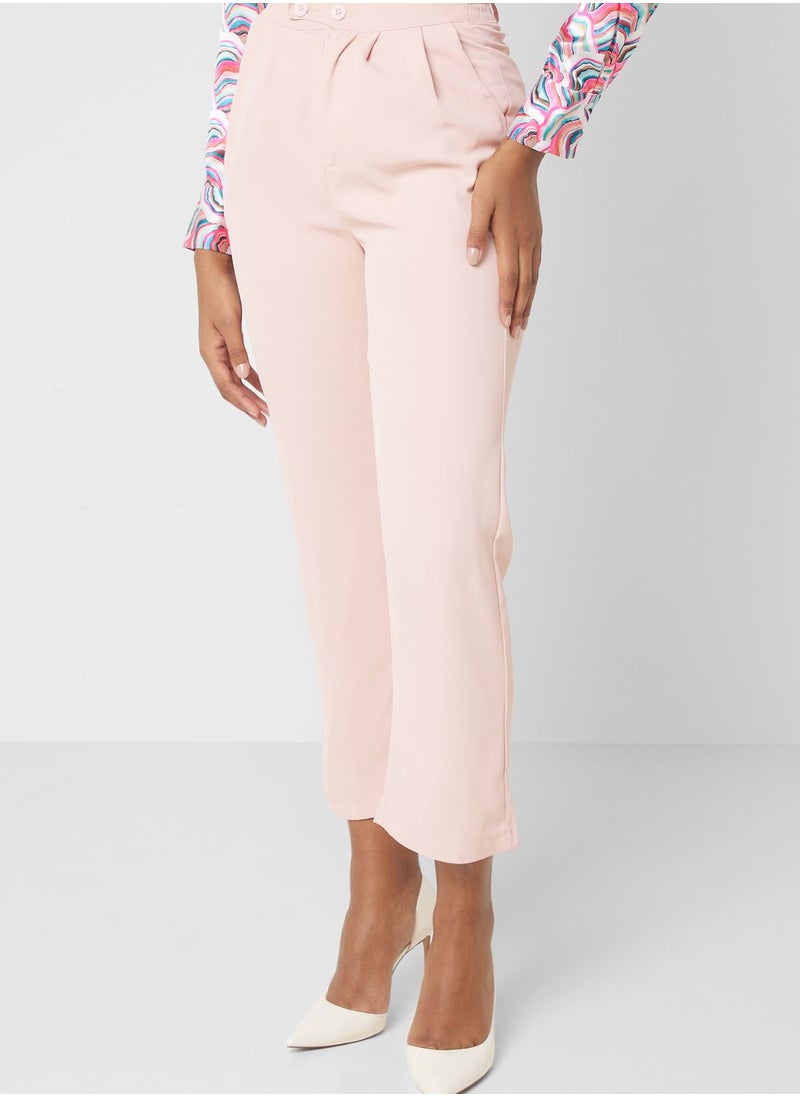 ELLA - Plicate Detail High Waist Pants - Image 1