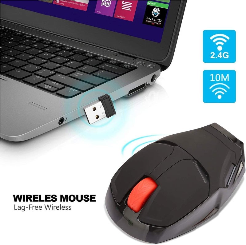 Mikayoo Ergonomic Wireless Mouse, Cool Iron Man Mouse 2.4G Portable Mobile Computer Mouse with USB Nano Receiver for Notebook, PC, Laptop, Computer, MacBook, Responds up to 50 ft - Image 4