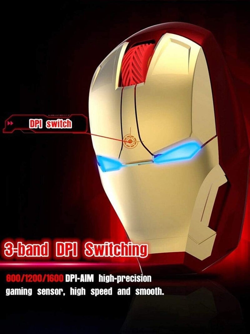 Mikayoo Ergonomic Wireless Mouse, Cool Iron Man Mouse 2.4G Portable Mobile Computer Mouse with USB Nano Receiver for Notebook, PC, Laptop, Computer, MacBook, Responds up to 50 ft - Image 2
