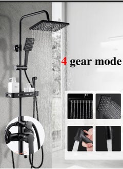 Shower Set,Shower Kit 8-Inch Shower Head with Handheld Including Rough-In Valve Body,Storage Rack and Trim Bathroom Rainfall Shower Kit Square