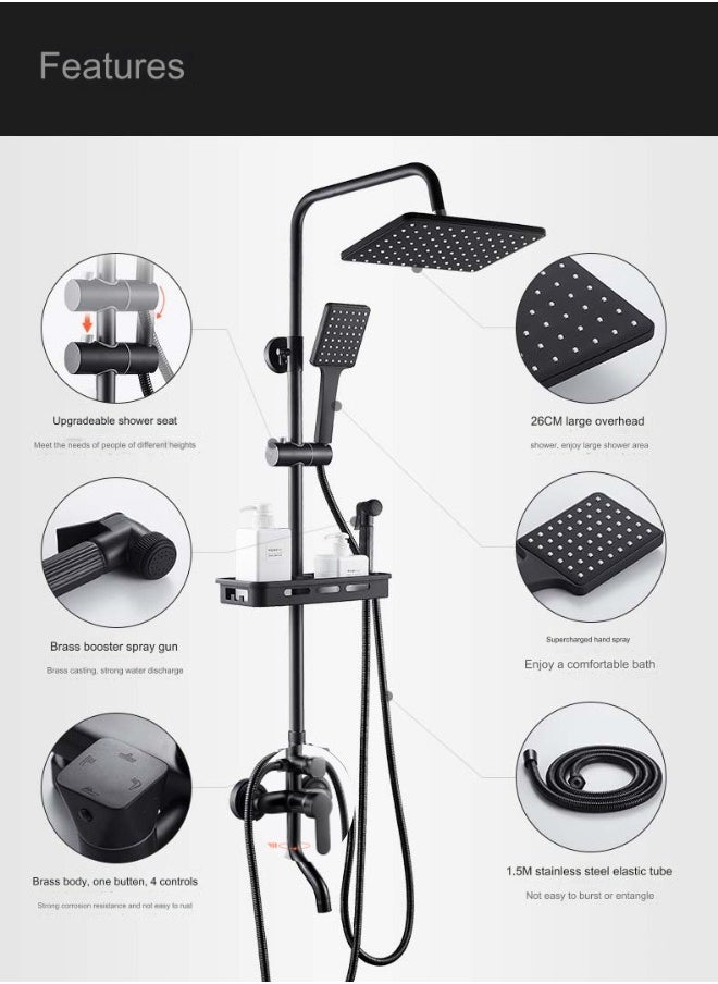 VOGMAX - Shower Set,Shower Kit 8-Inch Shower Head with Handheld Including Rough-In Valve Body,Storage Rack and Trim Bathroom Rainfall Shower Kit Square - Image 1