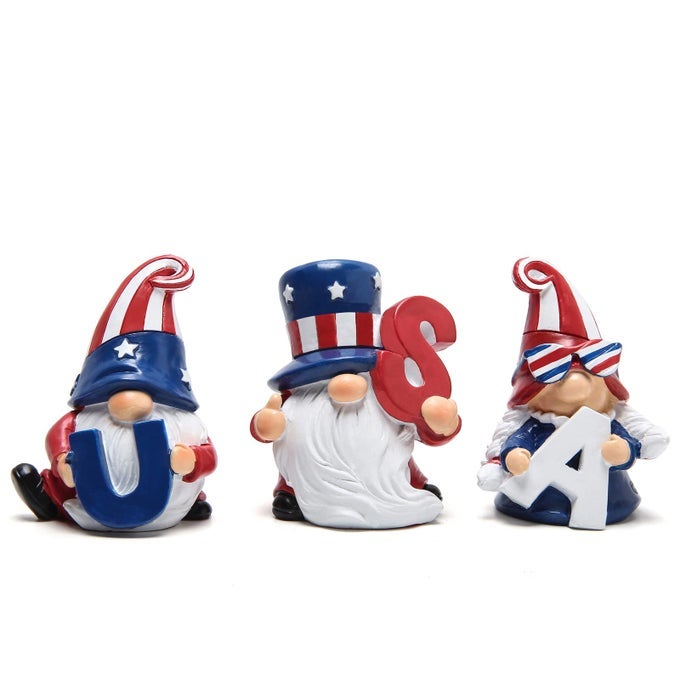 3 PCS PATRIOTIC GNOMES DECORATIONS USA STARS AND STRIPES ELF GIFTS HANDMADE GNOMES ORNAMENTS HOME DECORATIONS USA ELECTION GNOMES FIGURINES NATIONAL DAY MEMORIAL DAY ORNAMENTS DECOR
