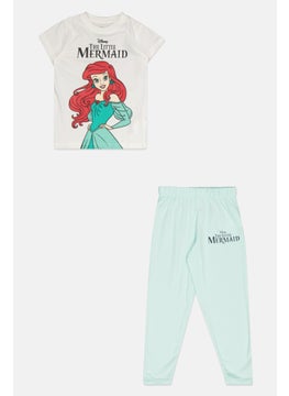 Disney Princess Kids Girl 2 Piece Short Sleeve Graphic Print Top And Pajama Set, Multicolor  - Image 1