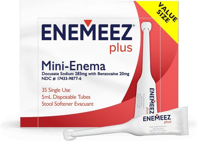 Enemeez Plus Enema for Constipation 283mg Docusate Sodium 20mg Benzocaine Stool Softeners Mini Enema Relief 35 Count Pack of 1 - Image 1