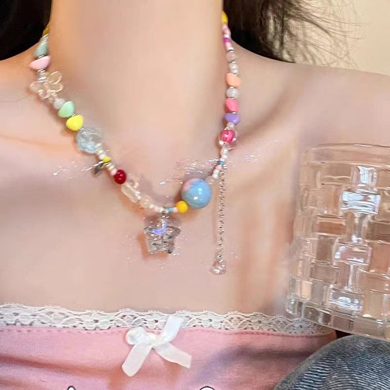 Colorful Dopamine Beaded Choker Necklace for Women - Image 3