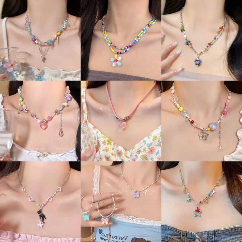 Colorful Dopamine Beaded Choker Necklace for Women - Image 2