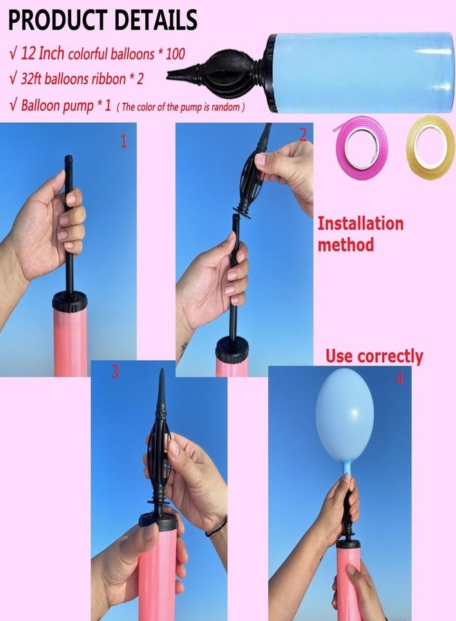 FEISHI Thickened Balloons 100Pcs Birthday Balloons Assorted Colors 12 Inch Colorful Rainbow Balloon Party Latex Balloon with Pump - Image 2