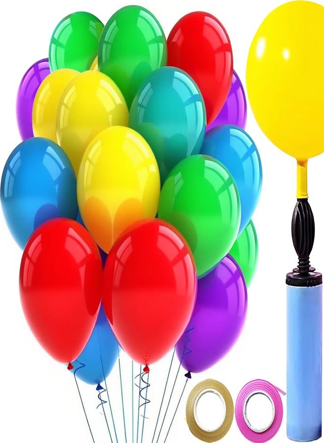 FEISHI Thickened Balloons 100Pcs Birthday Balloons Assorted Colors 12 Inch Colorful Rainbow Balloon Party Latex Balloon with Pump - Image 1