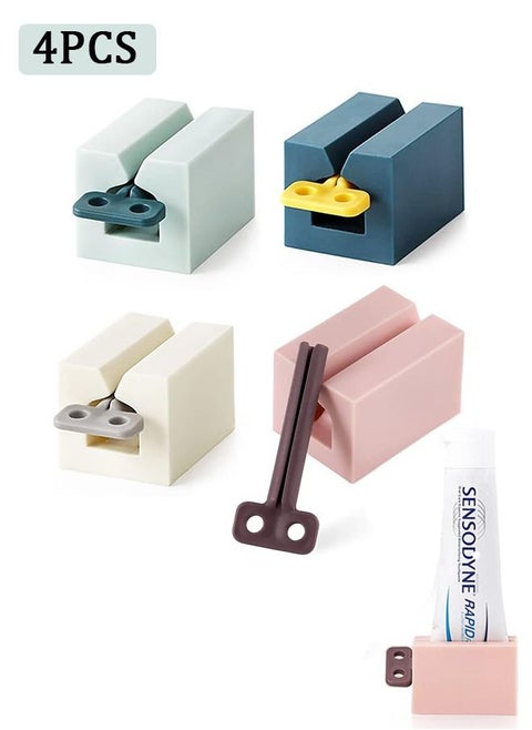 4 Pcs Rolling Toothpaste Squeezer, with Frosted Handles Toothpaste Holder Stand Bathroom Organizer, Tube Squeezer Tool for Toothpaste Lotion Ointment