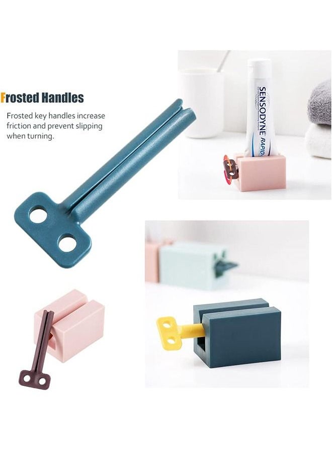4 Pcs Rolling Toothpaste Squeezer, with Frosted Handles Toothpaste Holder Stand Bathroom Organizer, Tube Squeezer Tool for Toothpaste Lotion Ointment