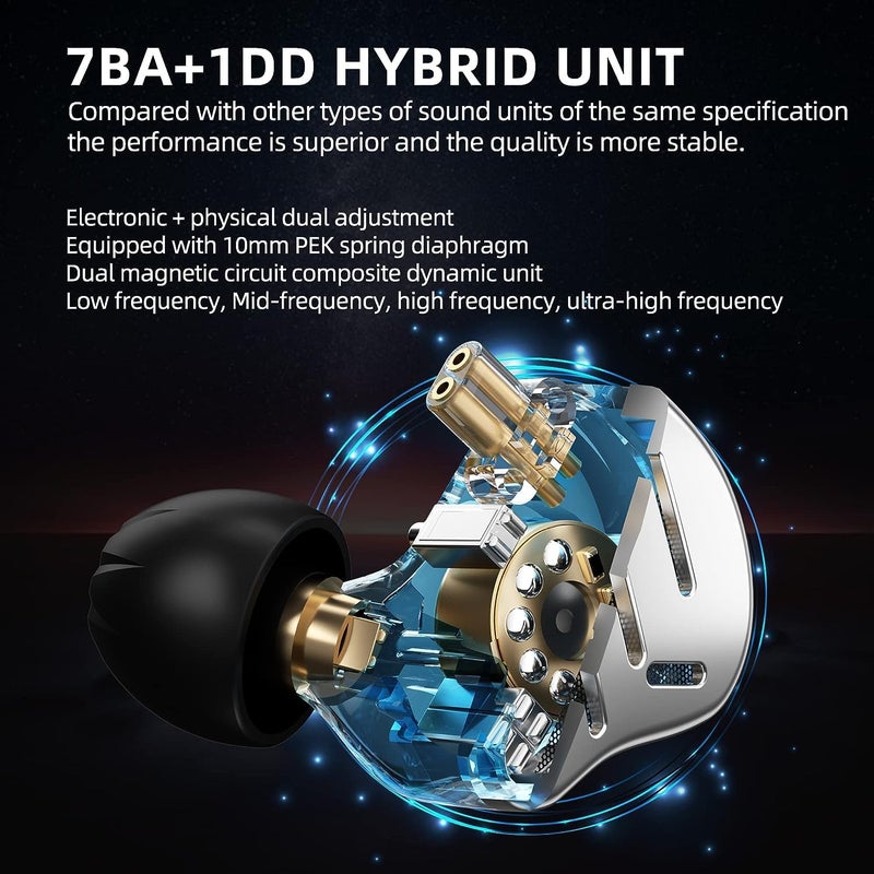 CCA KZ Zax in Ear Monitor Headphones 16 Units 7BA 1DD Hybrid Drivers HiFi IEM Earphones High Clarity Metal Gaming Earbuds with 2 Pin Detachable Cable - Image 2