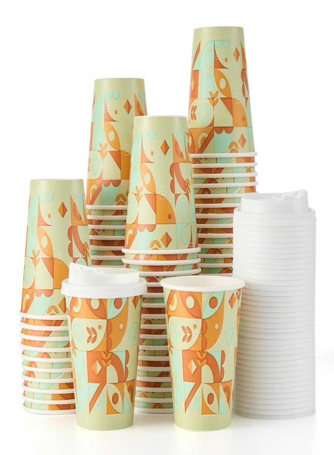Tamone 100 Pack 12 oz Coffee Cups, Disposable Coffee Cups with Lids, Paper Coffee Cups for Cold/Hot Drinking Coffee, Water, Juice or Tea, Suitable for Home, Restaurant, Store and Cafe - Image 1