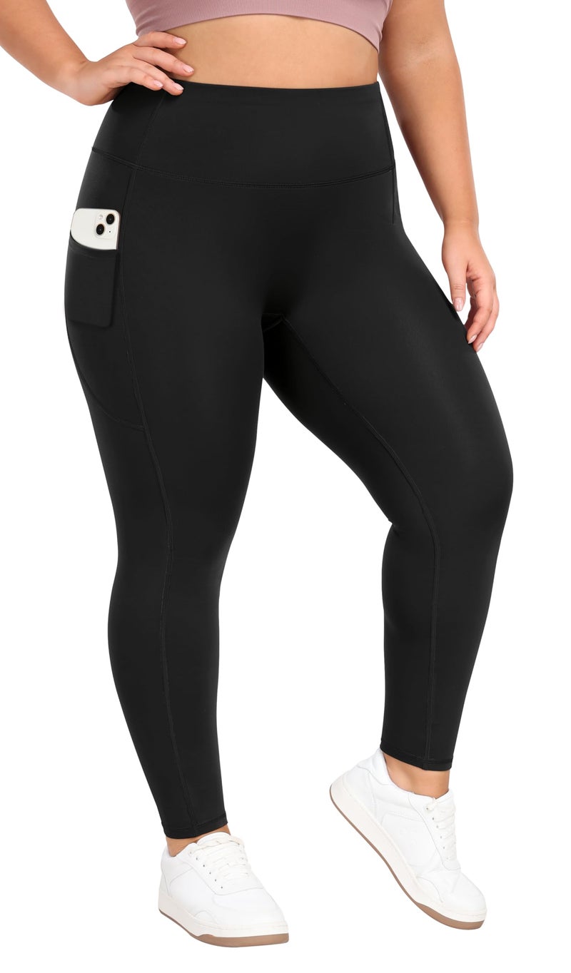 Heathyoga X-6XL Plus Size Leggings for Women with Pockets Tummy Control Plus Size Yoga Pants High Waist Workout Clothes Black - Image 1