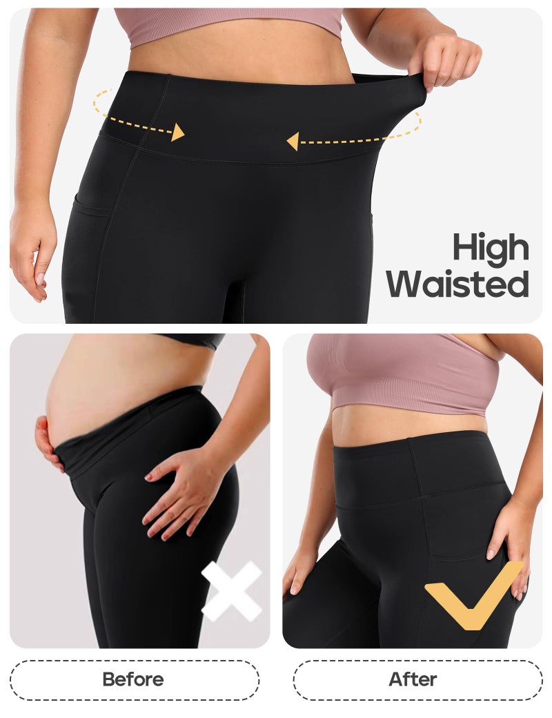 Heathyoga X-6XL Plus Size Leggings for Women with Pockets Tummy Control Plus Size Yoga Pants High Waist Workout Clothes Black - Image 4