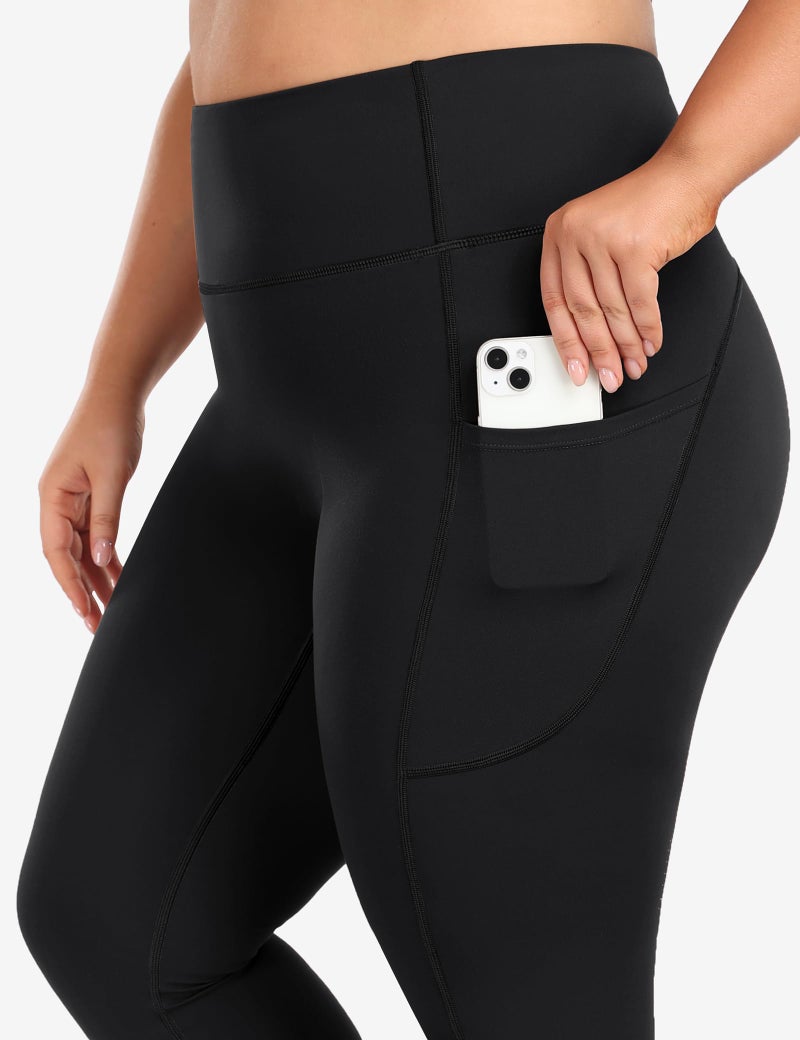 Heathyoga X-6XL Plus Size Leggings for Women with Pockets Tummy Control Plus Size Yoga Pants High Waist Workout Clothes Black - Image 3