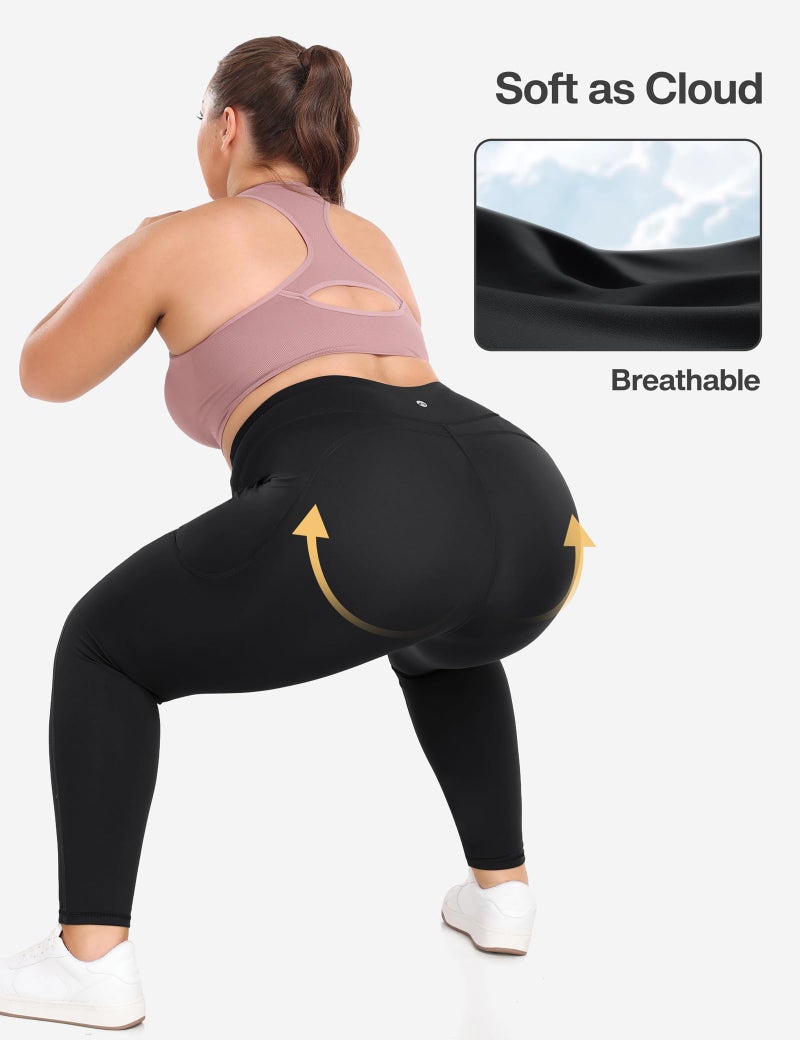 Heathyoga X-6XL Plus Size Leggings for Women with Pockets Tummy Control Plus Size Yoga Pants High Waist Workout Clothes Black - Image 5