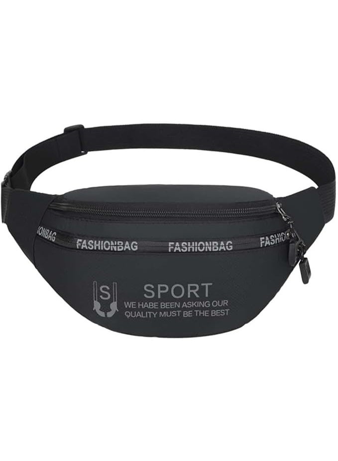 شنطة خصر رجالية مقاومة للماء بتصميم عملي عصري، خفيفة الوزن ومتعددة الجيوب، مثالية للرياضة والسفر والمشي لمسافات طويلة (Code 9306058) – اللون: أسود - Image 2