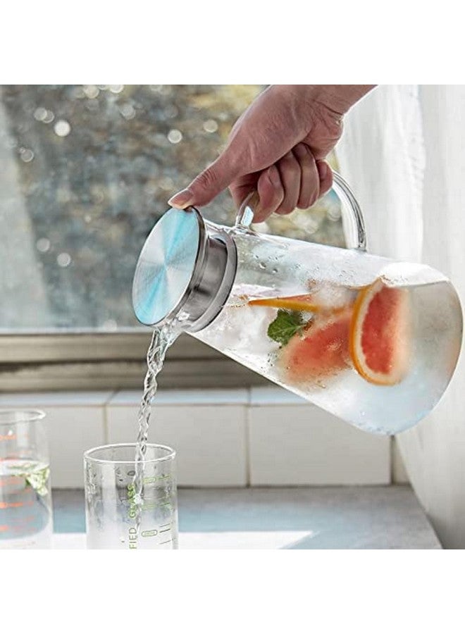 VILON Premium Glass Water Jug - 1.8 Ltr, Transparent, Hot Cold Water Pitcher With Lid Water Jug, Iced Tea, Milk And Juice Beverage Carafe, Lemon Jug., 1.80 Liter (Vd 1.8 L Boro) - Image 3