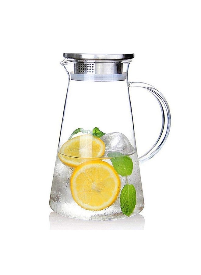 VILON Premium Glass Water Jug - 1.8 Ltr, Transparent, Hot Cold Water Pitcher With Lid Water Jug, Iced Tea, Milk And Juice Beverage Carafe, Lemon Jug., 1.80 Liter (Vd 1.8 L Boro) - Image 1