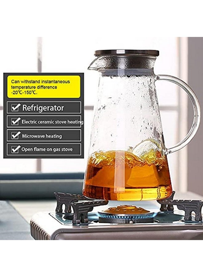 VILON Premium Glass Water Jug - 1.8 Ltr, Transparent, Hot Cold Water Pitcher With Lid Water Jug, Iced Tea, Milk And Juice Beverage Carafe, Lemon Jug., 1.80 Liter (Vd 1.8 L Boro) - Image 4