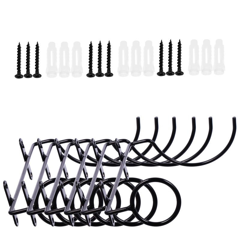 Black Iron Wall Mounted Wine Bottle Display Holder 6 Pack for Kitchen Bar Storage - Image 2