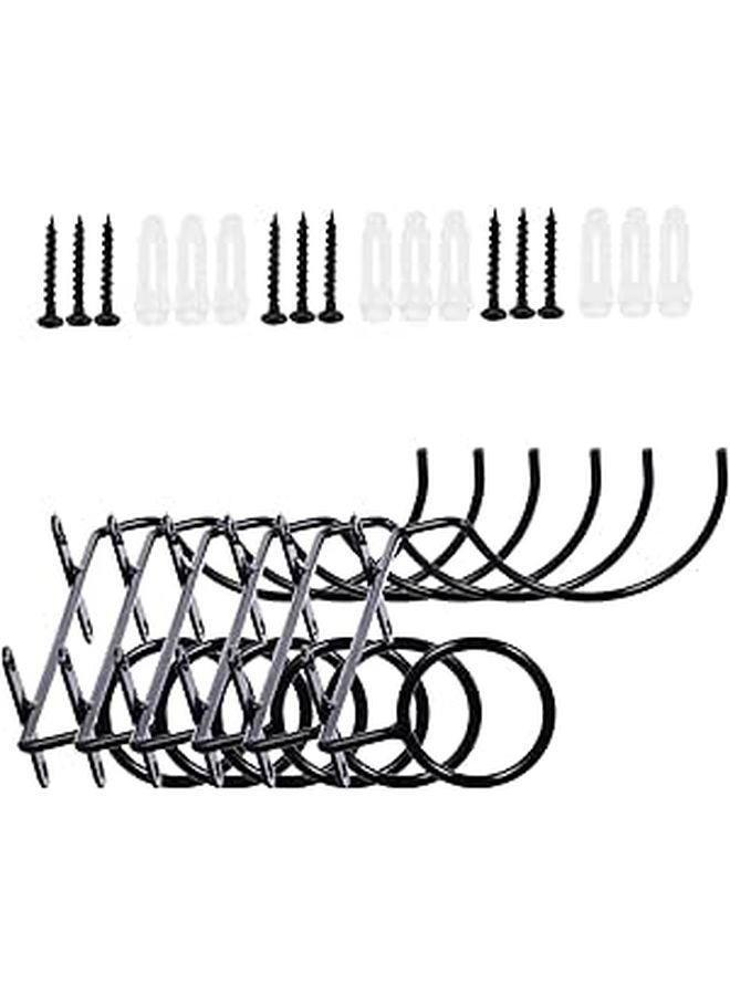 Black Iron Wall Mounted Wine Bottle Display Holder 6 Pack for Kitchen Bar Storage - Image 1